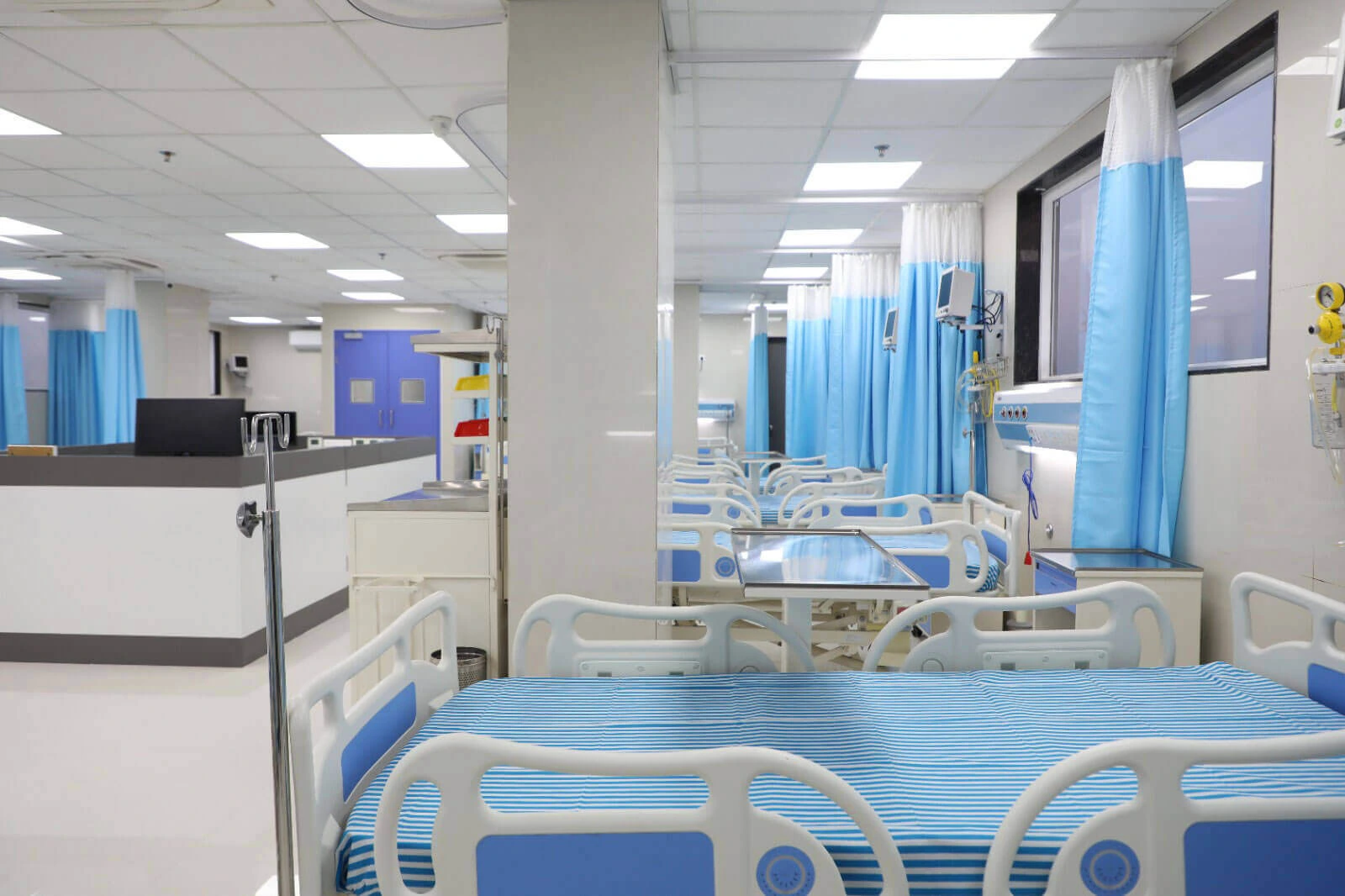 Hospital patient beds in clean and hygienic ward in Nashik